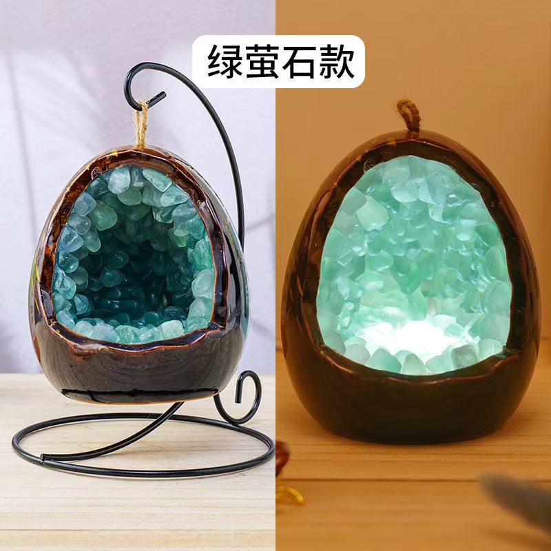 Rock crystal dinosaur egg night light | xixicrystal.com