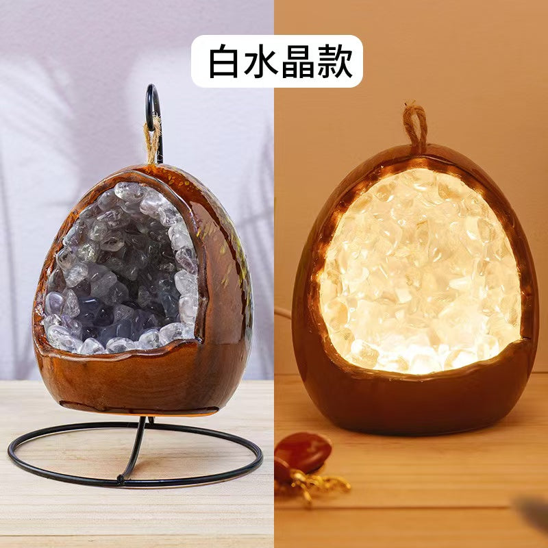 Rock crystal dinosaur egg night light | xixicrystal.com