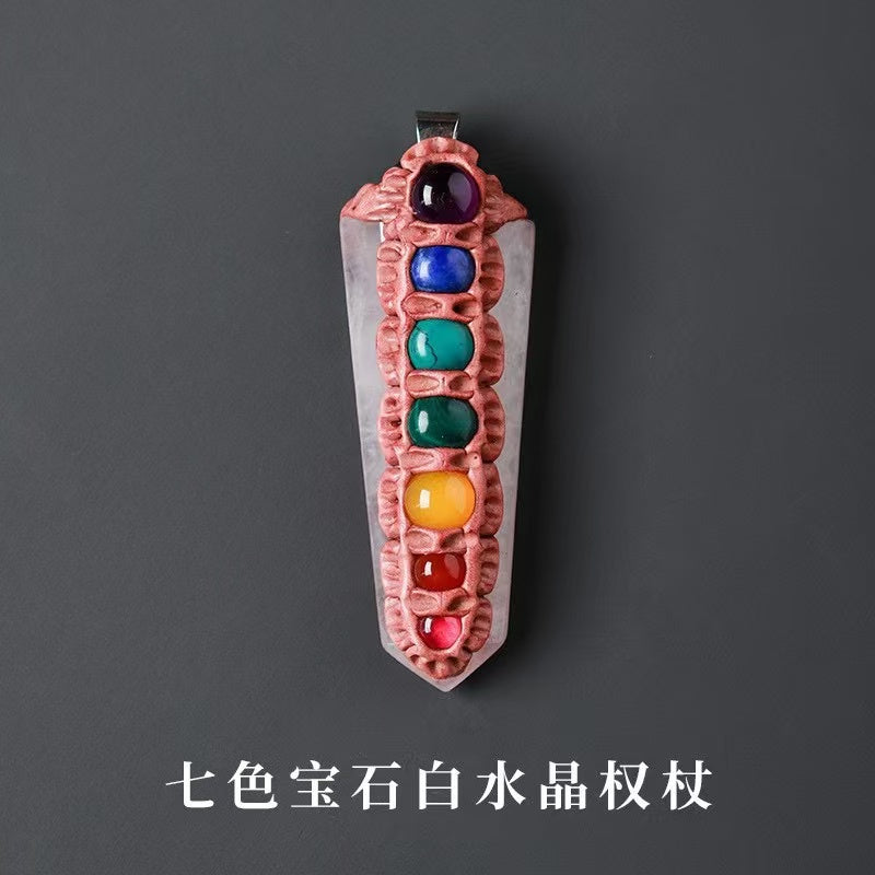 Nordic elf pendant Seven-color gem scepter crystal | xixicrystal.com