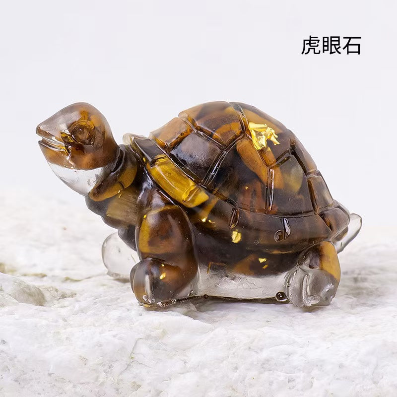 Rock crystal Crushed Stone Resin Turtle | xixicrystal.com