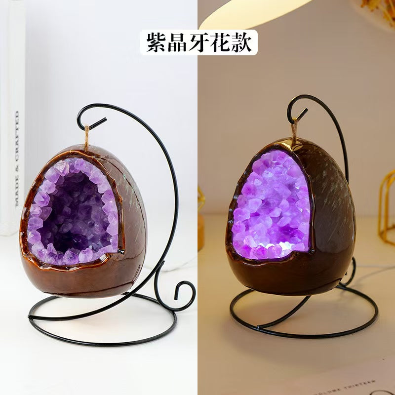 Rock crystal dinosaur egg night light | xixicrystal.com